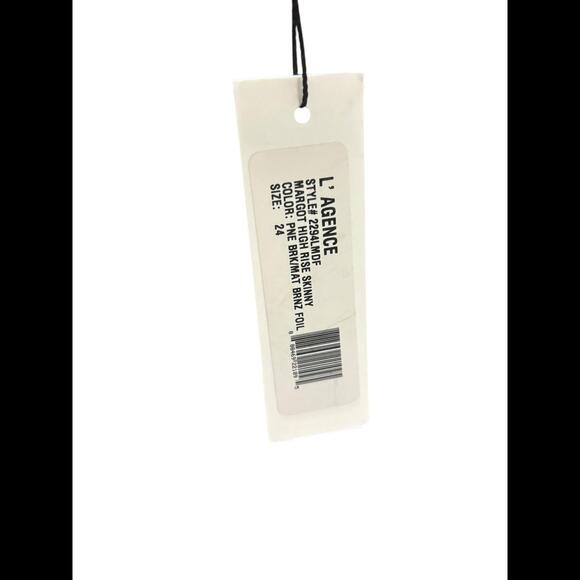 L’Agence Margot Coated Crop High Rise Skinny Jeans Bronzed Foil - Picture 8 of 8